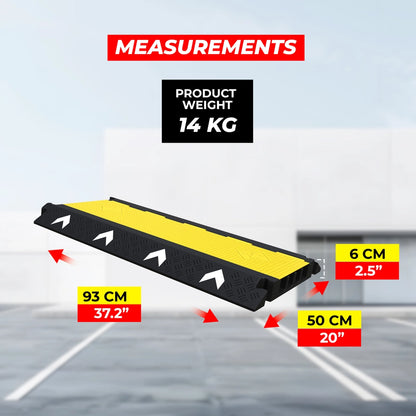 4-Channel EV Cable Protector with Yellow Lid | Heavy-Duty PVC Cable Cover