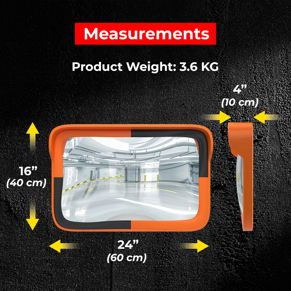 Premium Safety Convex Mirror - 40× 60CM | Traffic & Security Mirror with Wall & Pole Mount