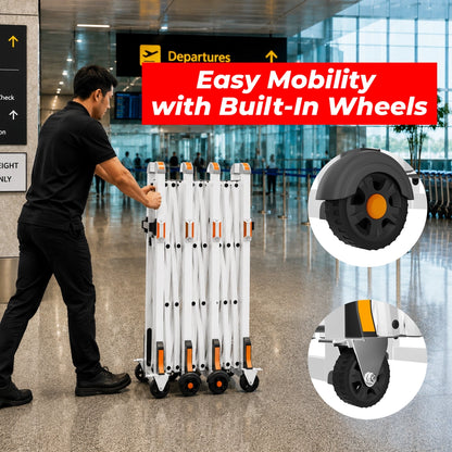 4 Meter Aluminium Extendable Safety Barrier | Foldable Expandable Crowd Control Barrier