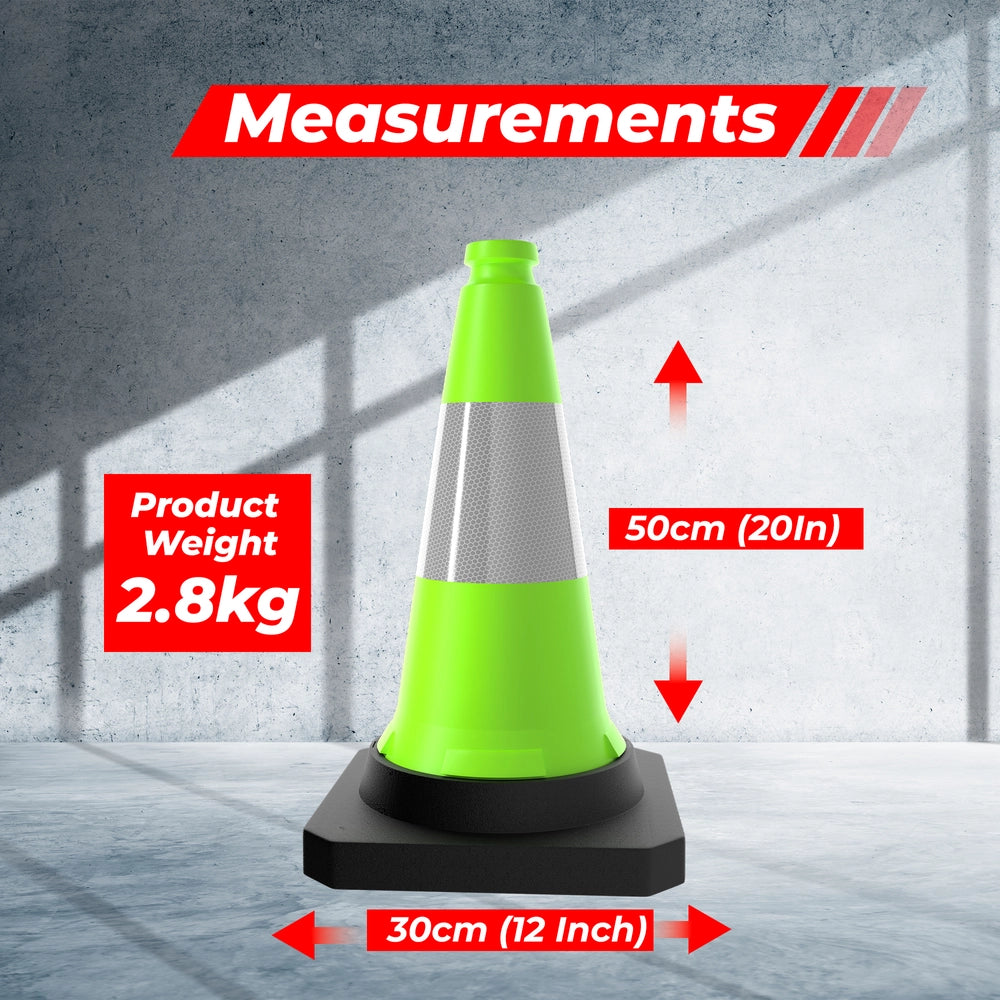 50CM Traffic Safety Cone Green | Reflective Weighted Parking Cone