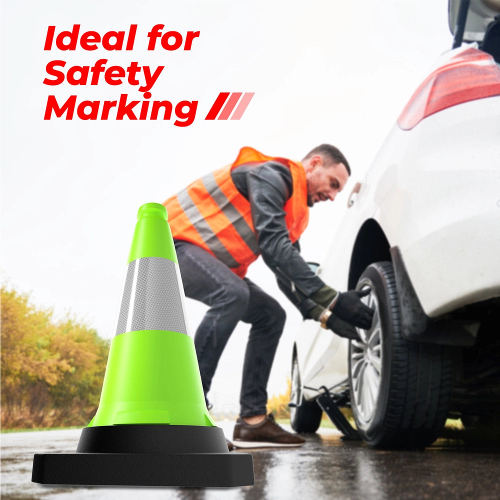 50CM Traffic Safety Cone Green | Reflective Weighted Parking Cone