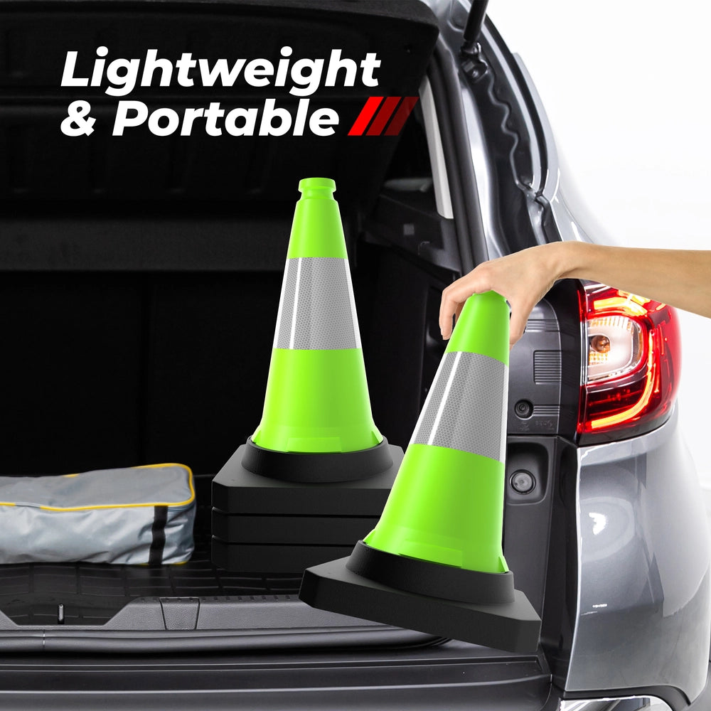 50CM Traffic Safety Cone Green | Reflective Weighted Parking Cone