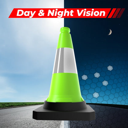 50CM Traffic Safety Cone Green | Reflective Weighted Parking Cone