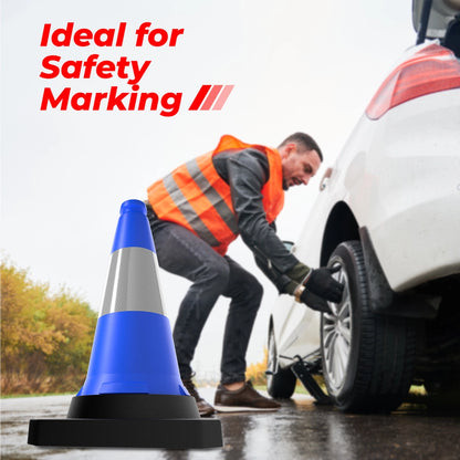50CM Traffic Safety Cone Blue | Reflective Weighted Parking Cone