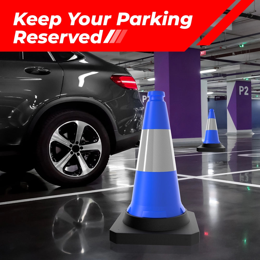 50CM Traffic Safety Cone Blue | Reflective Weighted Parking Cone