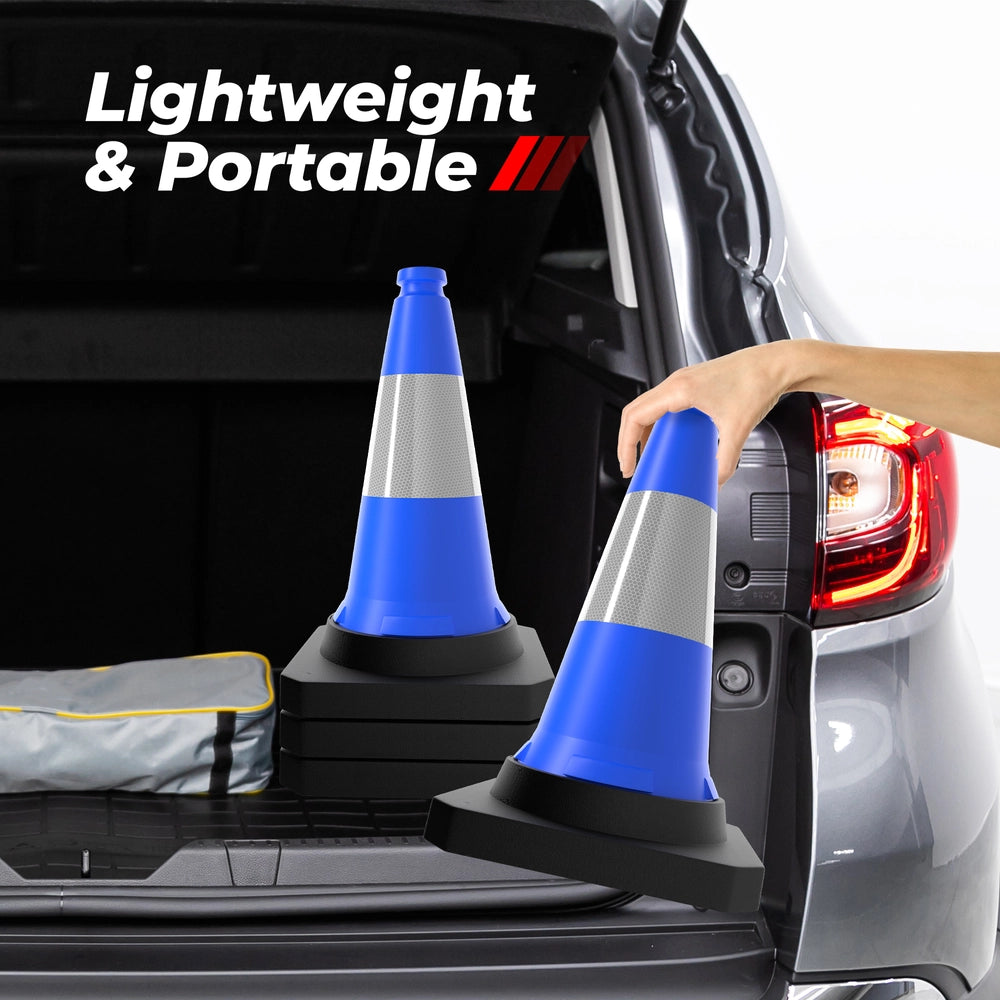 50CM Traffic Safety Cone Blue | Reflective Weighted Parking Cone