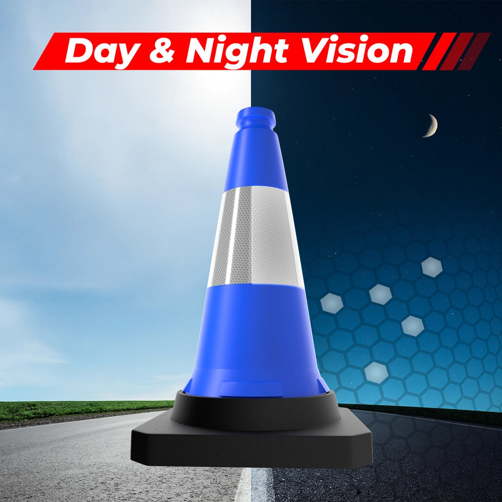 50CM Traffic Safety Cone Blue | Reflective Weighted Parking Cone