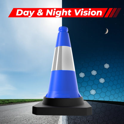 50CM Traffic Safety Cone Blue | Reflective Weighted Parking Cone