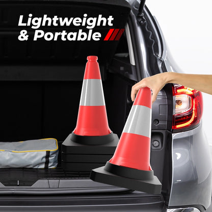 50CM Traffic Safety Cone Red | Reflective Weighted Parking Cone