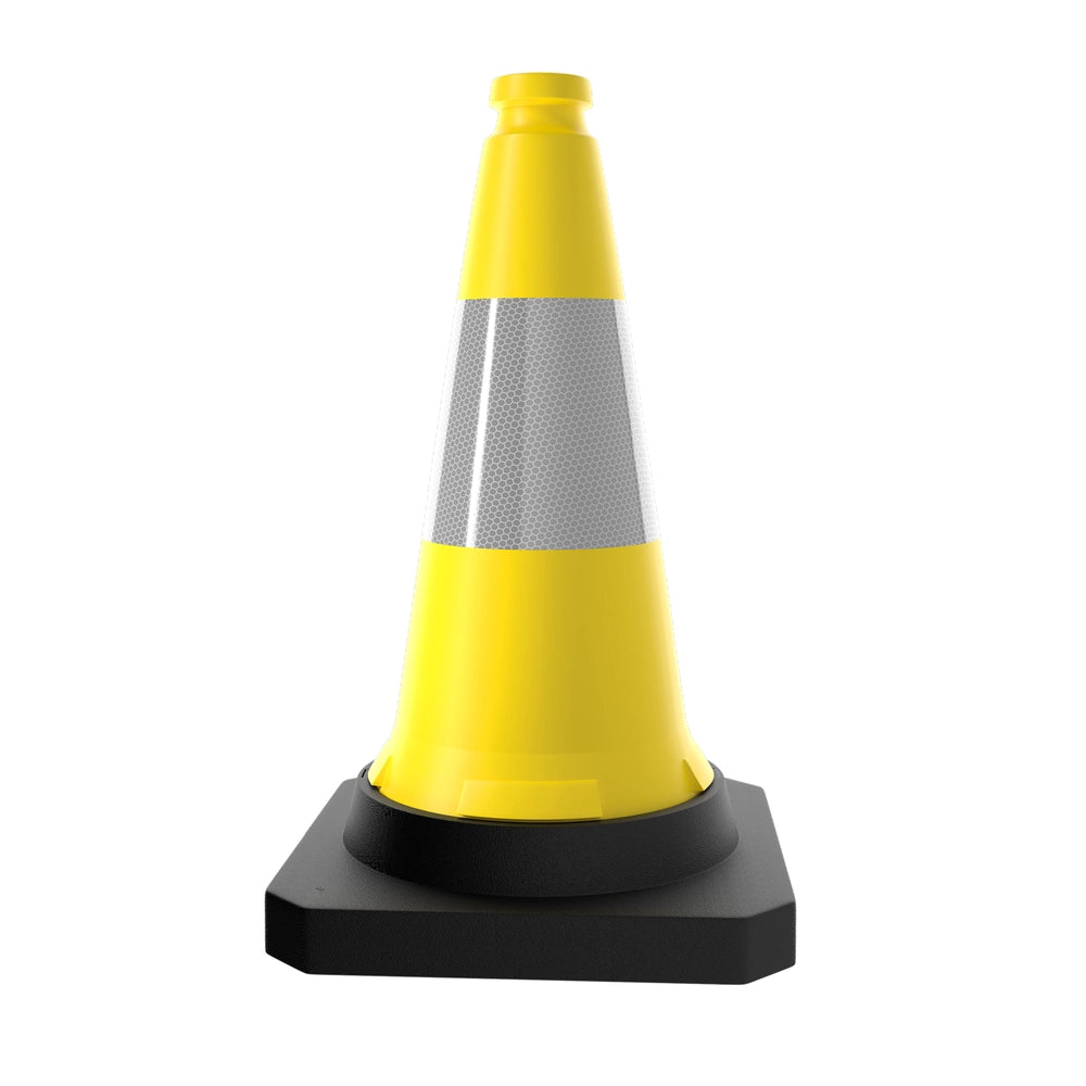50CM Traffic Safety Cone Yellow | Reflective Weighted Parking Cone