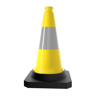 50CM Traffic Safety Cone Yellow | Reflective Weighted Parking Cone