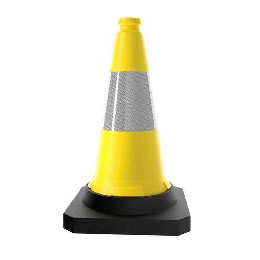 50CM Traffic Safety Cone Yellow | Reflective Weighted Parking Cone