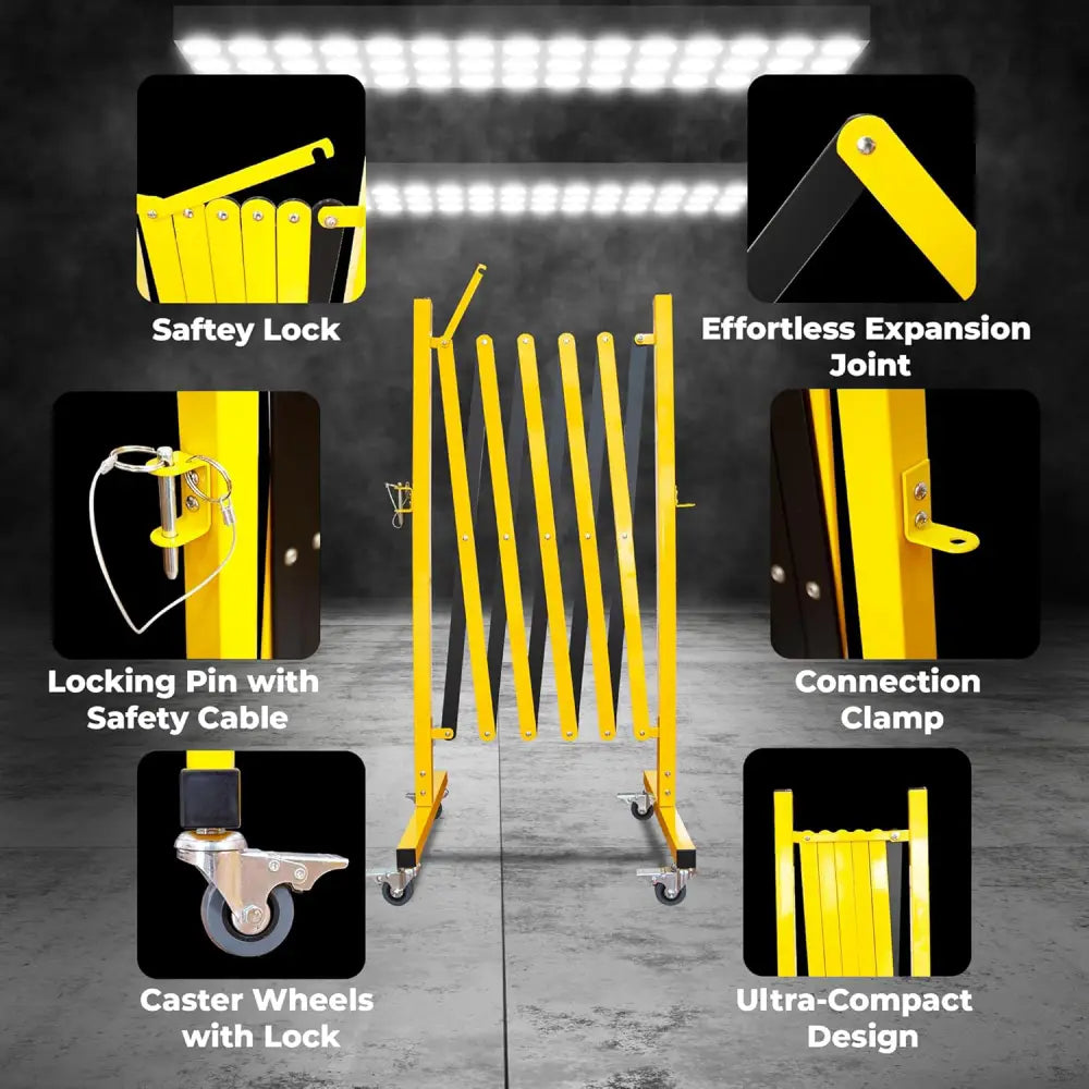 Expandable Metal Safety Barrier 2.5 Meter with Lockable Wheels