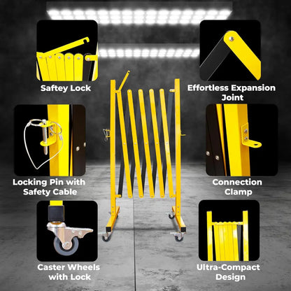 Expandable Metal Safety Barrier 2.5 Meter with Lockable Wheels