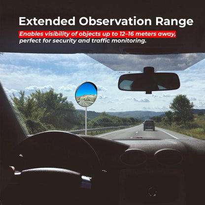 60CM Convex Safety Mirror Black | Wide-Angle Blind Spot Mirror