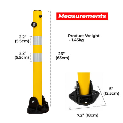 65CM Reflective Manual Parking Lock | Foldable Parking Barrier - Yellow