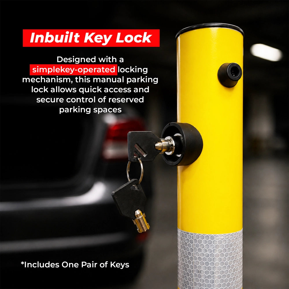 65CM Reflective Manual Parking Lock | Foldable Parking Barrier - Yellow