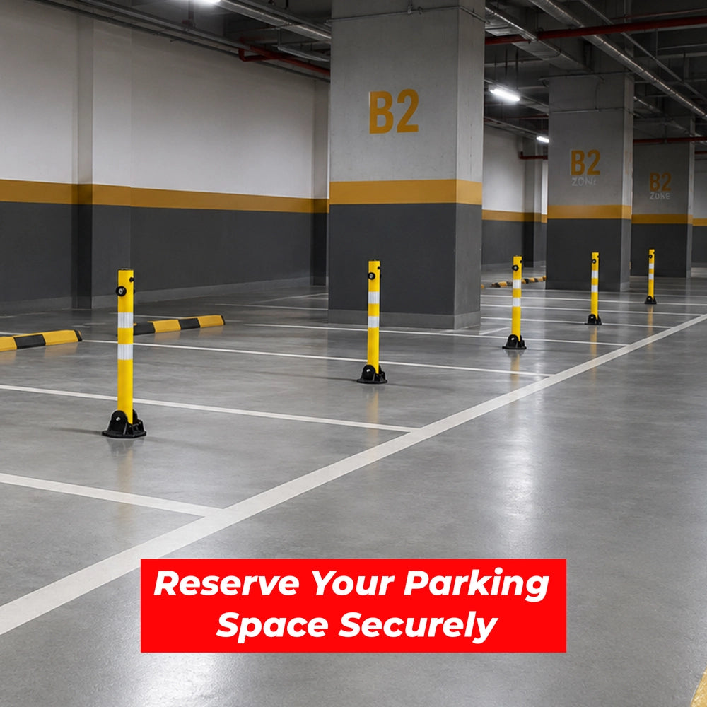 65CM Reflective Manual Parking Lock | Foldable Parking Barrier - Yellow