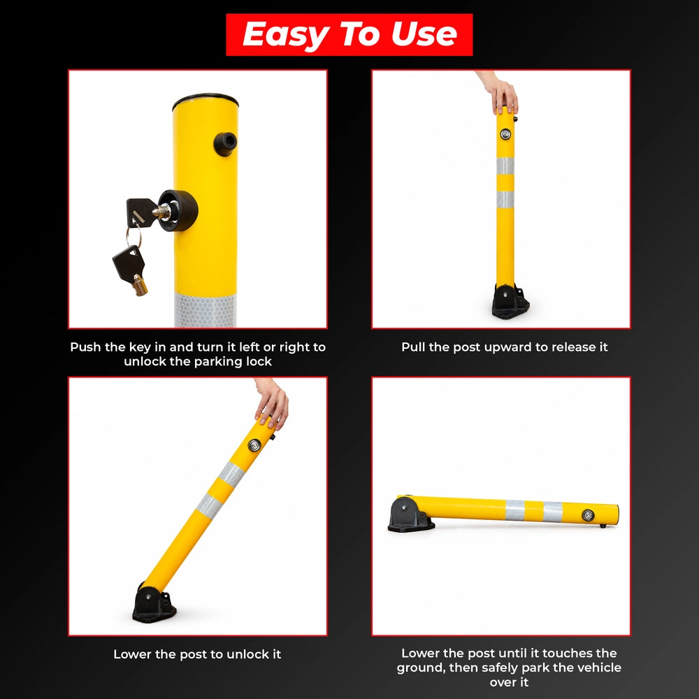65CM Reflective Manual Parking Lock | Foldable Parking Barrier - Yellow