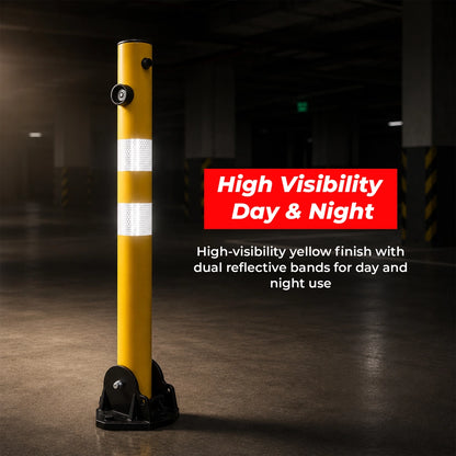 65CM Reflective Manual Parking Lock | Foldable Parking Barrier - Yellow