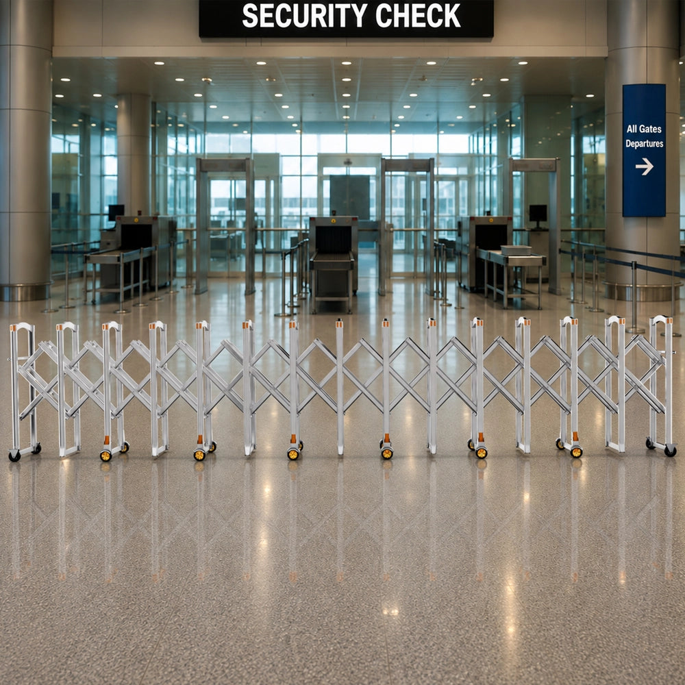 Stainless Steel Extendable Safety Barrier | 6 Meter Foldable Crowd Control Barrier