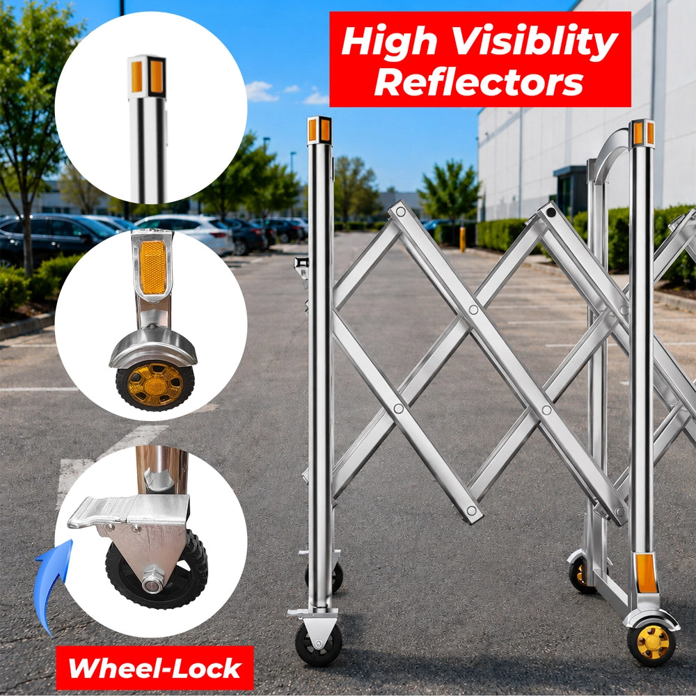 Stainless Steel Extendable Safety Barrier | 6 Meter Foldable Crowd Control Barrier