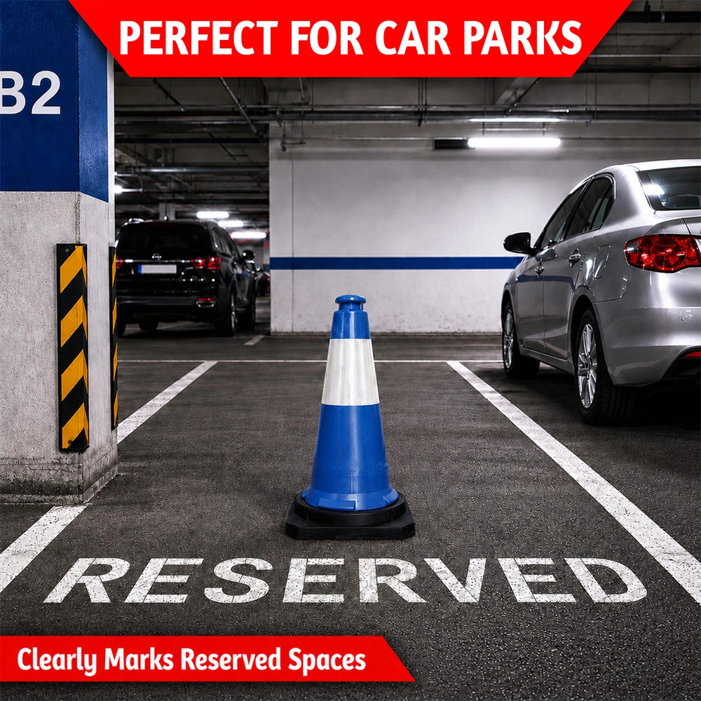 75CM Traffic Safety Cone Blue | Weighted Reflective Road Cone