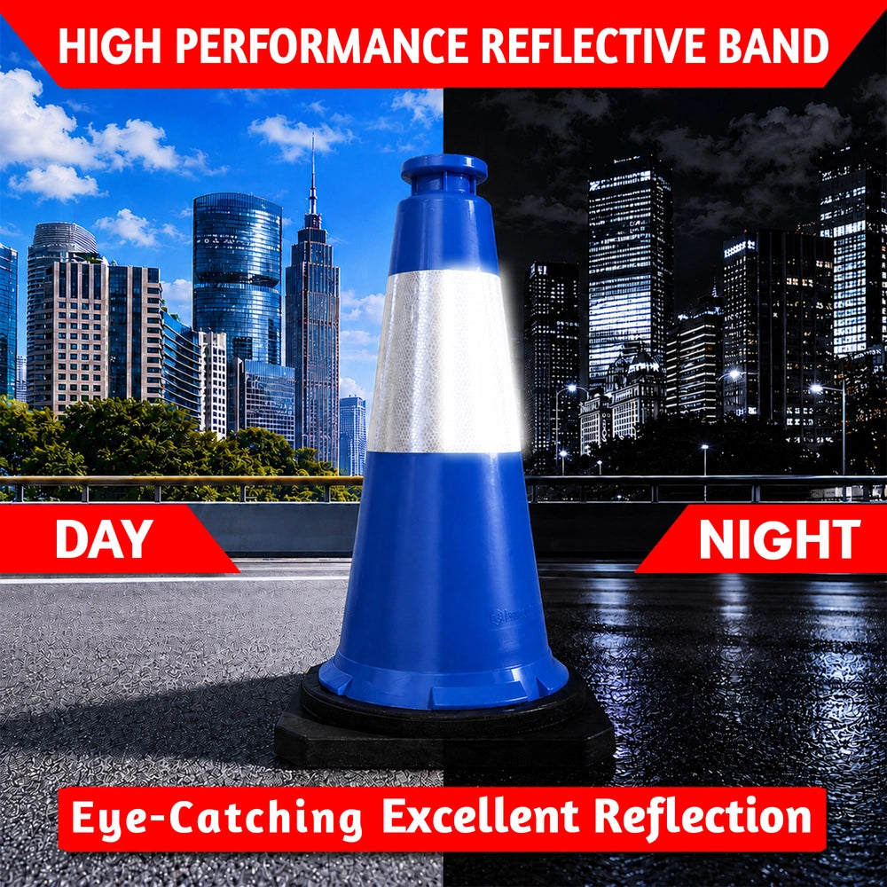 75CM Traffic Safety Cone Blue | Weighted Reflective Road Cone