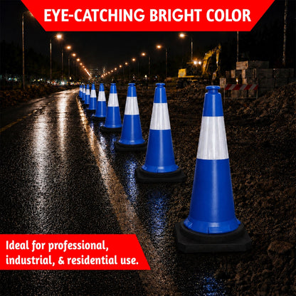 75CM Traffic Safety Cone Blue | Weighted Reflective Road Cone
