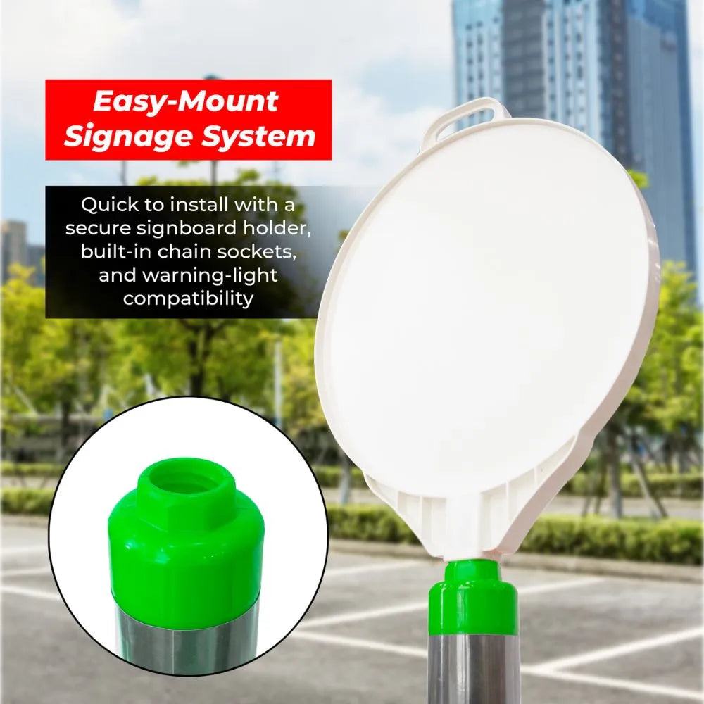 75CM Flexible TPE Delineator Post | Reflective Green Traffic Post with Sign Socket