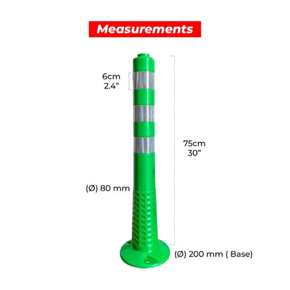 75CM Flexible TPE Delineator Post | Reflective Green Traffic Post with Sign Socket