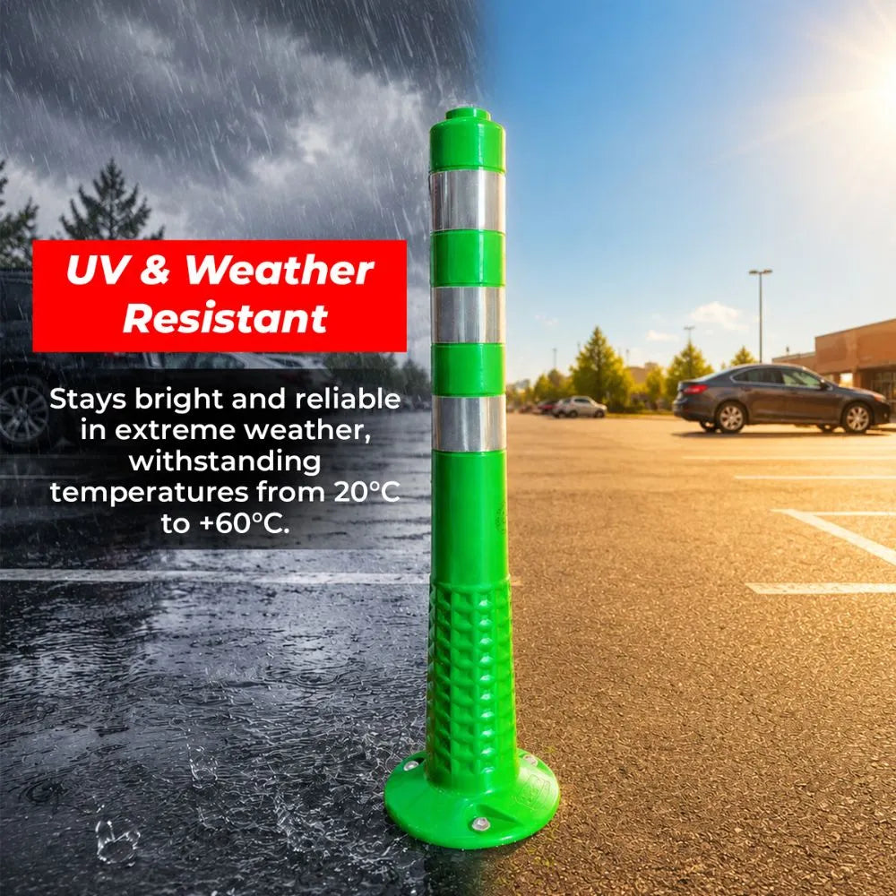 75CM Flexible TPE Delineator Post | Reflective Green Traffic Post with Sign Socket