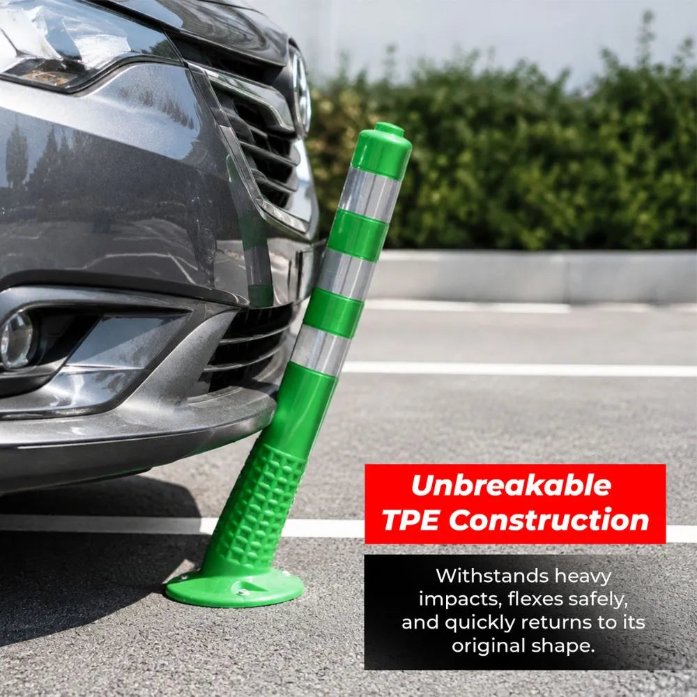 75CM Flexible TPE Delineator Post | Reflective Green Traffic Post with Sign Socket