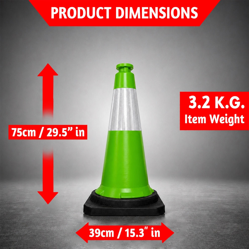 75CM Traffic Safety Cone Green | Reflective Parking Cone