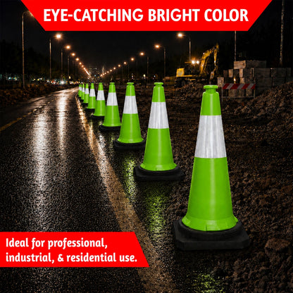 75CM Traffic Safety Cone Green | Reflective Parking Cone
