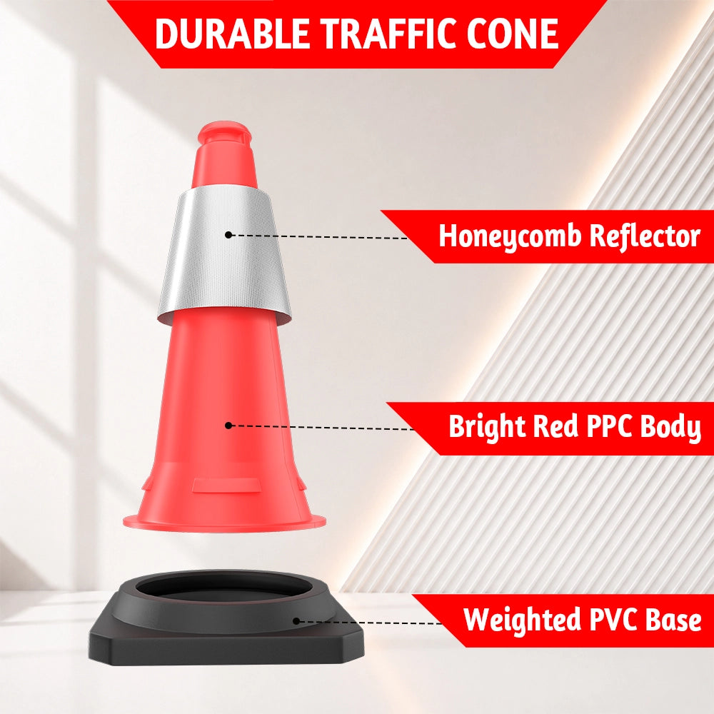 75CM Traffic Safety Cone Red | Reflective Road Cone with Weighted Base