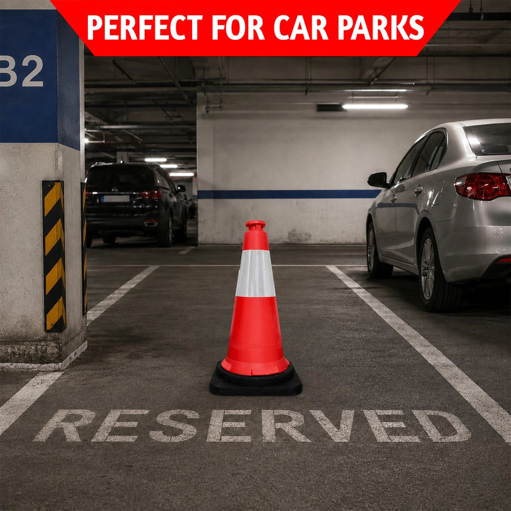 75CM Traffic Safety Cone Red | Reflective Road Cone with Weighted Base