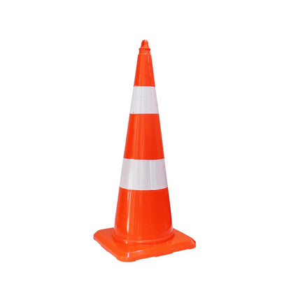 A standard orange plastic traffic safety cone 