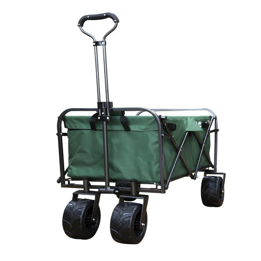 80 kg compact folding outdoor garden trolley green