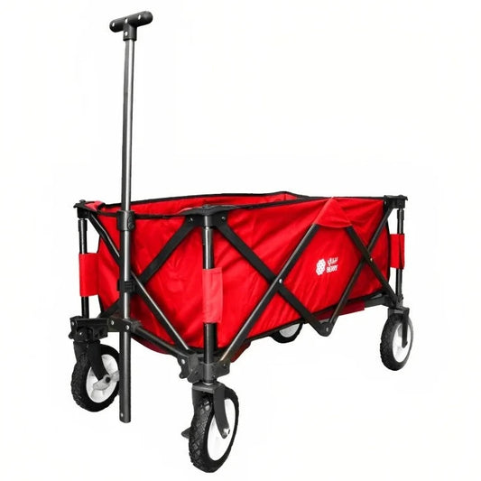 80 kg compact folding outdoor garden trolley with cover red