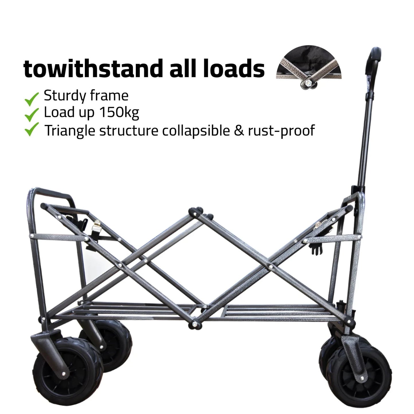80 kg foldable outdoor heavy duty trolley black load