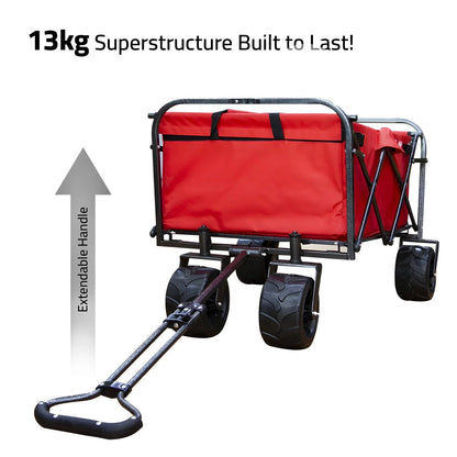 80 kg foldable outdoor heavy duty trolley red handle