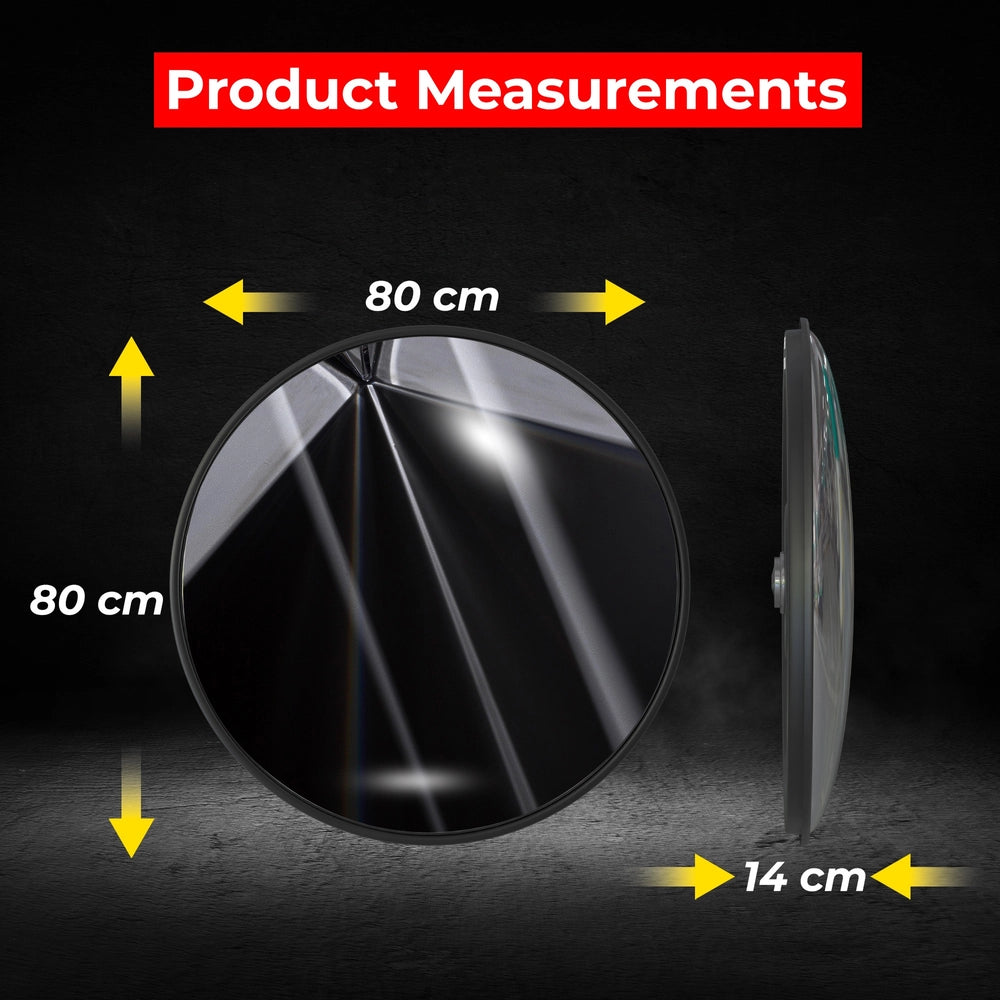 80CM Convex Safety Mirror Black | Wall Mount Blind Spot Mirror