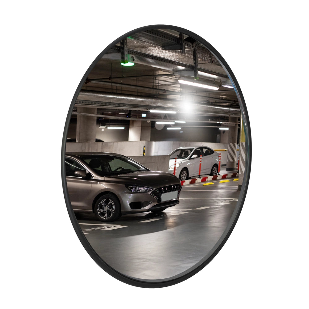 80CM Convex Safety Mirror Black | Wall Mount Blind Spot Mirror