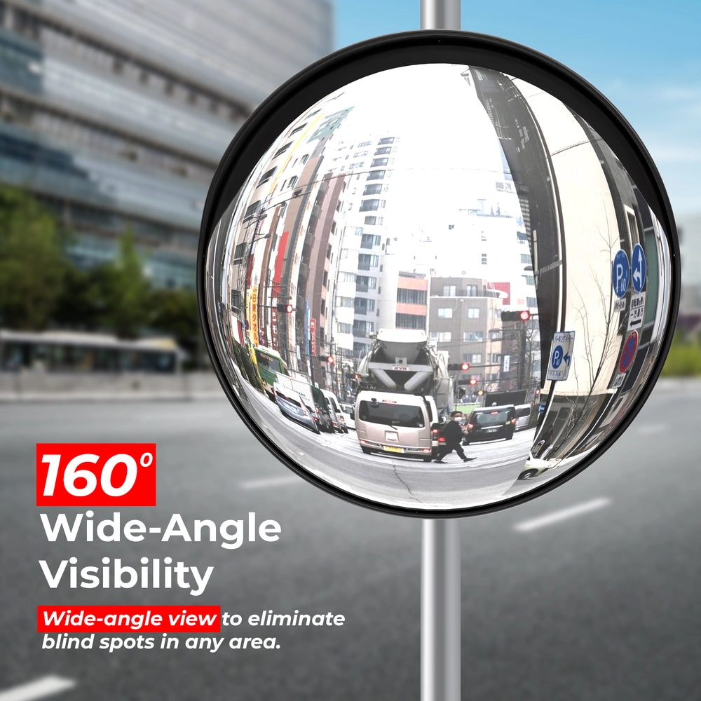 80CM Outdoor Convex Safety Mirror Black | Wide-Angle Blind Spot Mirror
