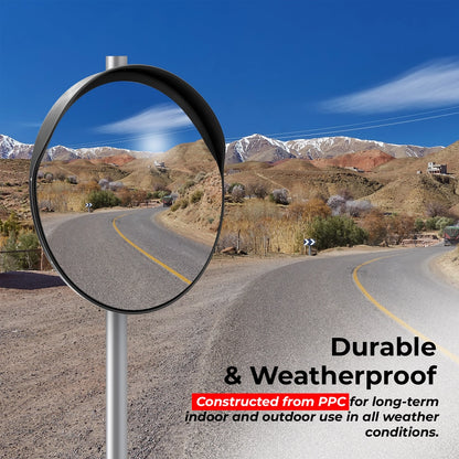 80CM Outdoor Convex Safety Mirror Black | Wide-Angle Blind Spot Mirror