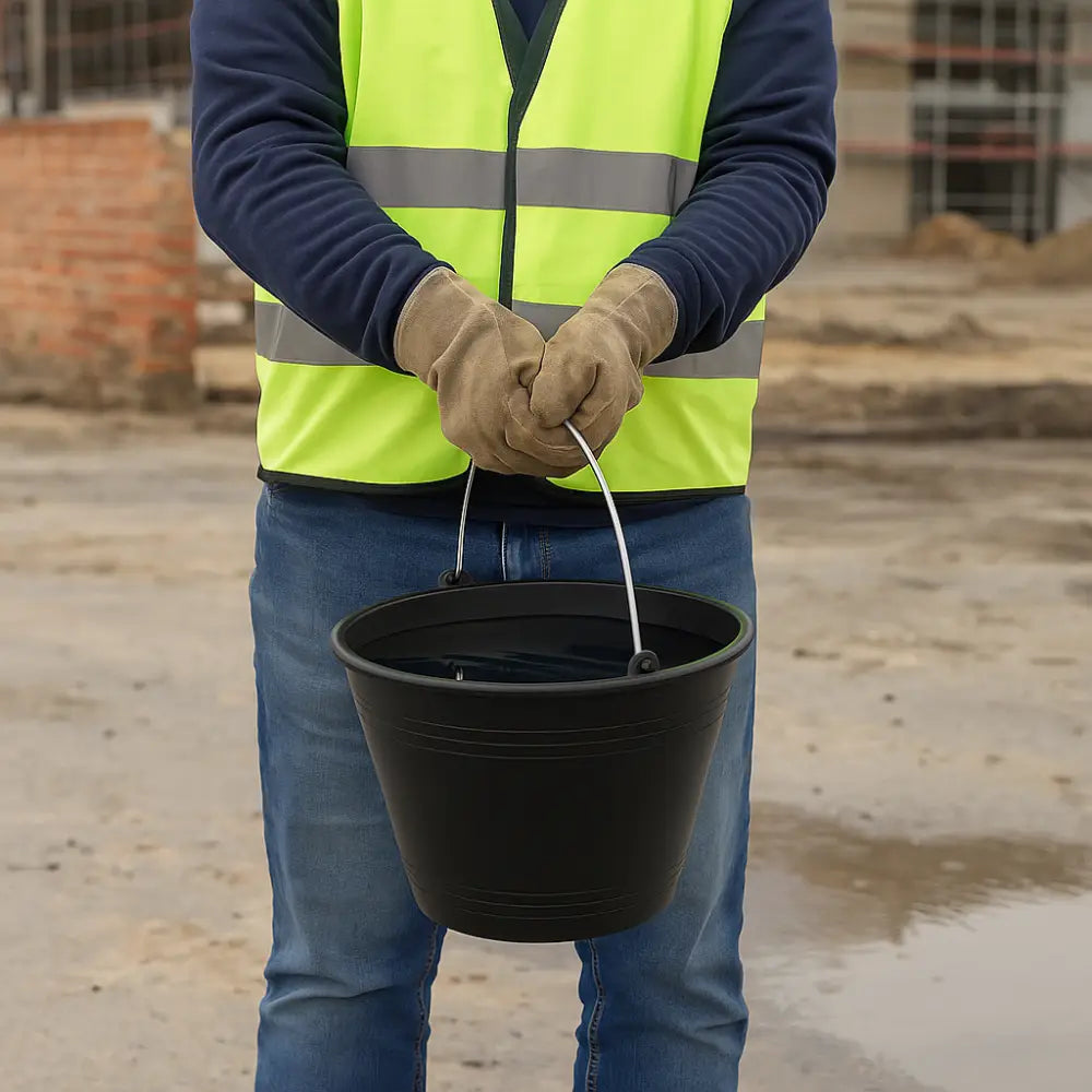 8L Construction Bucket Black PVC – Pack of 12