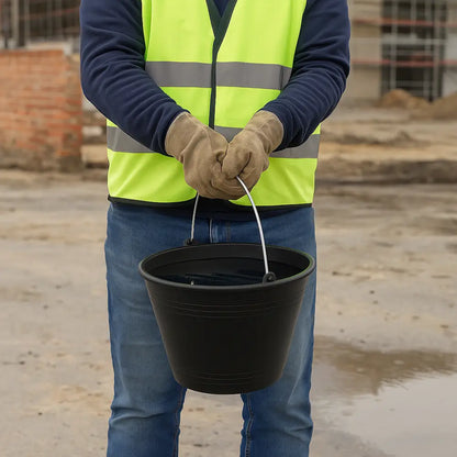 8L Construction Bucket Black PVC – Pack of 12