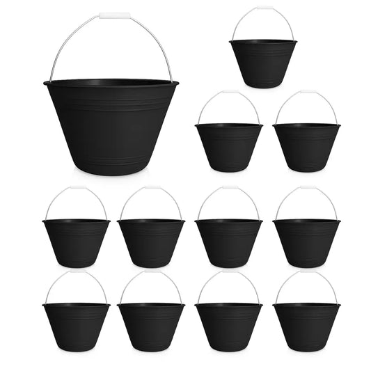 8L Construction Bucket Black PVC – Pack of 12
