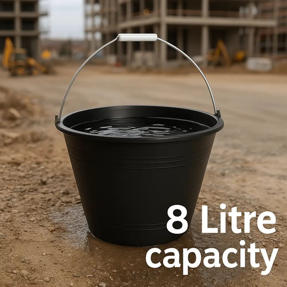 8L Construction Bucket Black PVC – Pack of 12